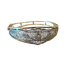 Vintage Filigree Brooch Conversion Bangle Bracelet Two Toned