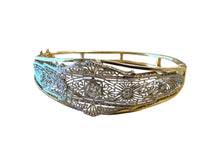 Vintage Filigree Brooch Conversion Bangle Bracelet Two Toned