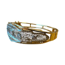 Vintage Filigree Brooch Conversion Bangle Bracelet Two Toned