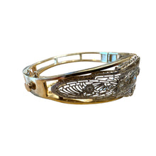 Vintage Filigree Brooch Conversion Bangle Bracelet Two Toned