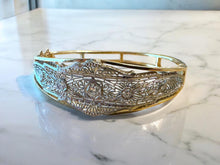 Vintage Filigree Brooch Conversion Bangle Bracelet Two Toned