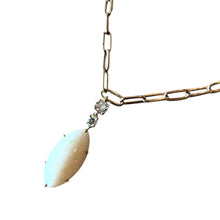 Yellow Gold Opal & Diamond Paperclip Chain Necklace