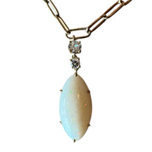 Yellow Gold Opal & Diamond Paperclip Chain Necklace