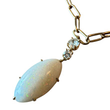 Yellow Gold Opal & Diamond Paperclip Chain Necklace