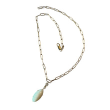 Yellow Gold Opal & Diamond Paperclip Chain Necklace