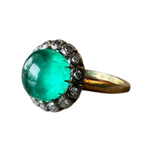 Vintage Edwardian Era Cabochon Cut Colombian Emerald Ring GIA
