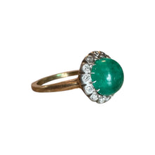 Vintage Edwardian Era Cabochon Cut Colombian Emerald Ring GIA
