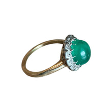 Vintage Edwardian Era Cabochon Cut Colombian Emerald Ring GIA