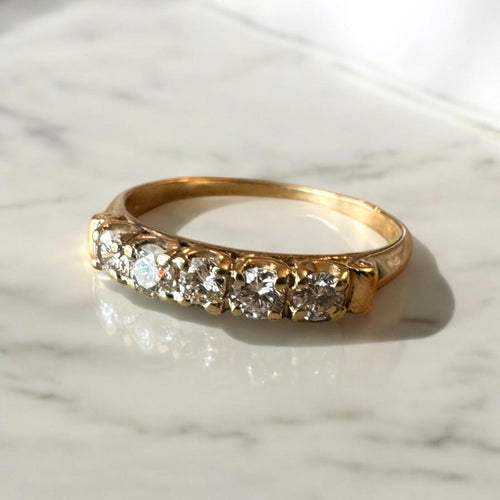 Vintage Yellow Gold Diamond Band 14K 1/2 Carat