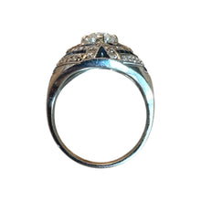 Vintage Platinum 0.75 Carat Old European Cut Diamond & Sapphire Halo Ring