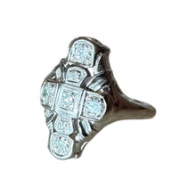 Dainty Vintage Diamond Cocktail Ring 14K White Gold