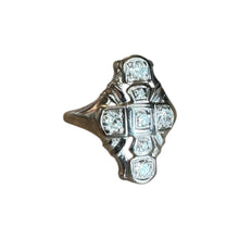Dainty Vintage Diamond Cocktail Ring 14K White Gold