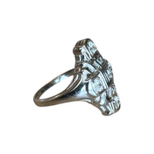 Dainty Vintage Diamond Cocktail Ring 14K White Gold