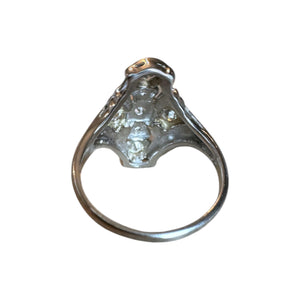 Dainty Vintage Diamond Cocktail Ring 14K White Gold