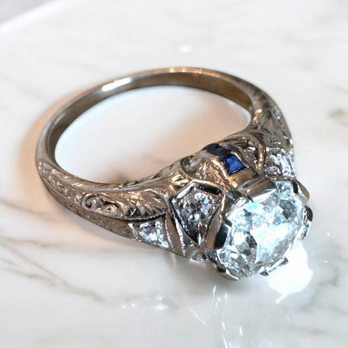 Vintage Art Deco 1.19 Carat Old Mine Cut Diamond Engagement Ring