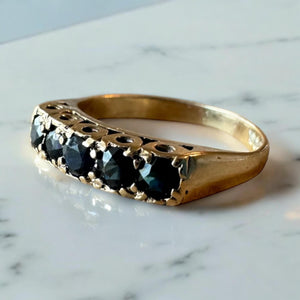 Vintage Hallmarked Yellow Gold Sapphire Band