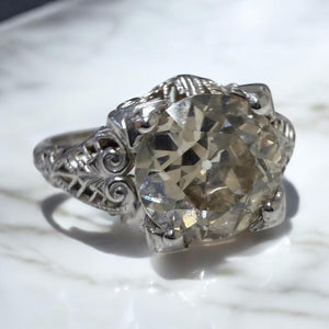 Vintage Art Deco 2.31 Carat Old European Cut Diamond Engagement Ring