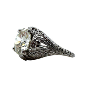 Antique 3.77 Carat Old European Cut Diamond Platinum Engagement Ring GIA