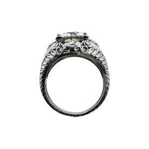 Antique 3.77 Carat Old European Cut Diamond Platinum Engagement Ring GIA