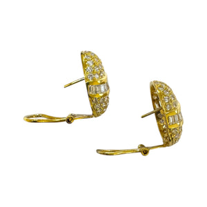 Vintage 5 Carat Diamond Cluster Earrings 14K Yellow Gold