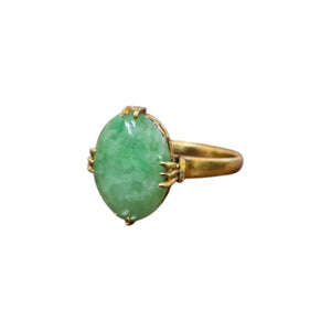 Vintage Jade Solitaire Ring 18K Yellow Gold