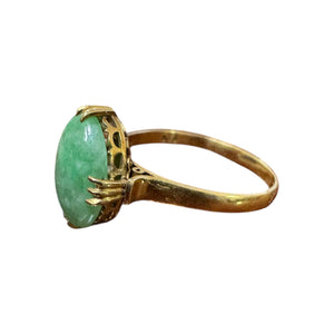 Vintage Jade Solitaire Ring 18K Yellow Gold