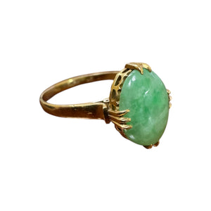 Vintage Jade Solitaire Ring 18K Yellow Gold