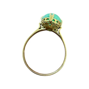Vintage Jade Solitaire Ring 18K Yellow Gold