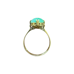 Vintage Jade Solitaire Ring 18K Yellow Gold