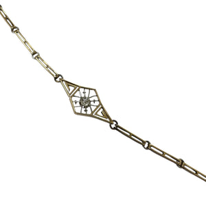 Vintage Two Toned Old European Cut Diamond Filigree Bracelet