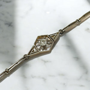 Vintage Two Toned Old European Cut Diamond Filigree Bracelet