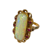 Vintage Vibrant Opal & Ruby Cocktail Ring 18K Yellow Gold
