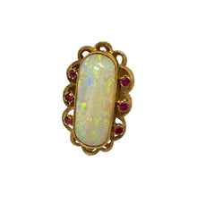 Vintage Vibrant Opal & Ruby Cocktail Ring 18K Yellow Gold