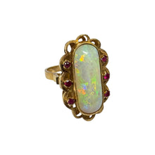 Vintage Vibrant Opal & Ruby Cocktail Ring 18K Yellow Gold