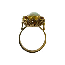 Vintage Vibrant Opal & Ruby Cocktail Ring 18K Yellow Gold