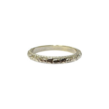 Vintage Engraved Wedding Band 14K White Gold Size 4.75