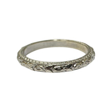 Vintage Engraved Wedding Band 14K White Gold Size 4.75