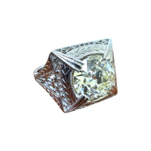 Vintage 2.14 Carat Old European Cut Platinum Diamond Ring GIA