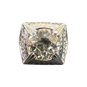 Vintage 2.14 Carat Old European Cut Platinum Diamond Ring GIA