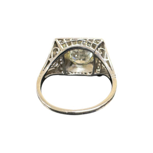 Vintage 2.14 Carat Old European Cut Platinum Diamond Ring GIA