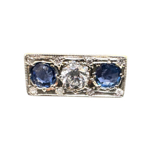 Vintage Sapphire & Diamond Three Stone Ring