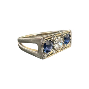 Vintage Sapphire & Diamond Three Stone Ring
