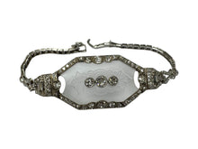 Vintage Camphor Glass & Diamond Platinum Bracelet