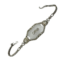Vintage Camphor Glass & Diamond Platinum Bracelet