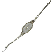 Vintage Camphor Glass & Diamond Platinum Bracelet