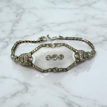 Vintage Camphor Glass & Diamond Platinum Bracelet