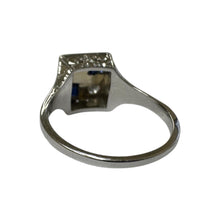 Vintage Art Deco Sapphire & Diamond Ring 20K White Gold
