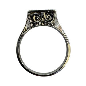 Vintage Art Deco Sapphire & Diamond Ring 20K White Gold