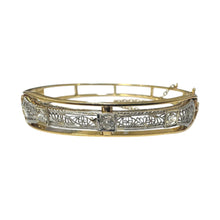Vintage Filigree Brooch Conversion Bangle Bracelet Two Toned