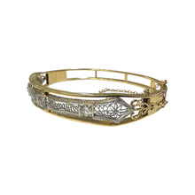 Vintage Filigree Brooch Conversion Bangle Bracelet Two Toned